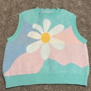 flower pastel preppy sweater vest